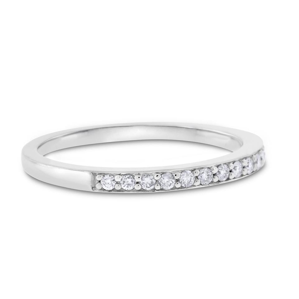 0.15 Ct Natural Diamond 2mm Wedding Band In Solid 14k White Gold Ring ...