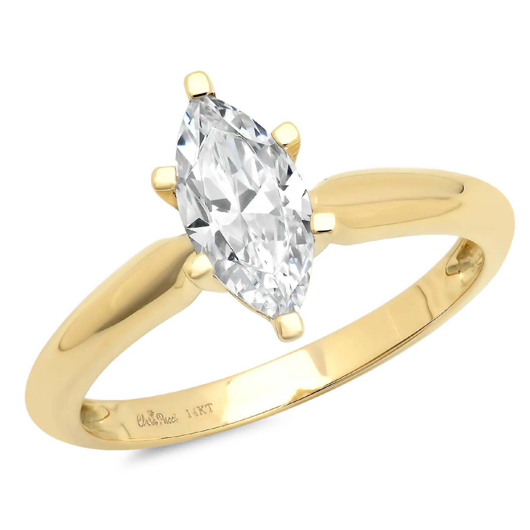 1.0 Marquise Cut Solitaire Engagement Wedding Promise Ring 14k Yellow ...