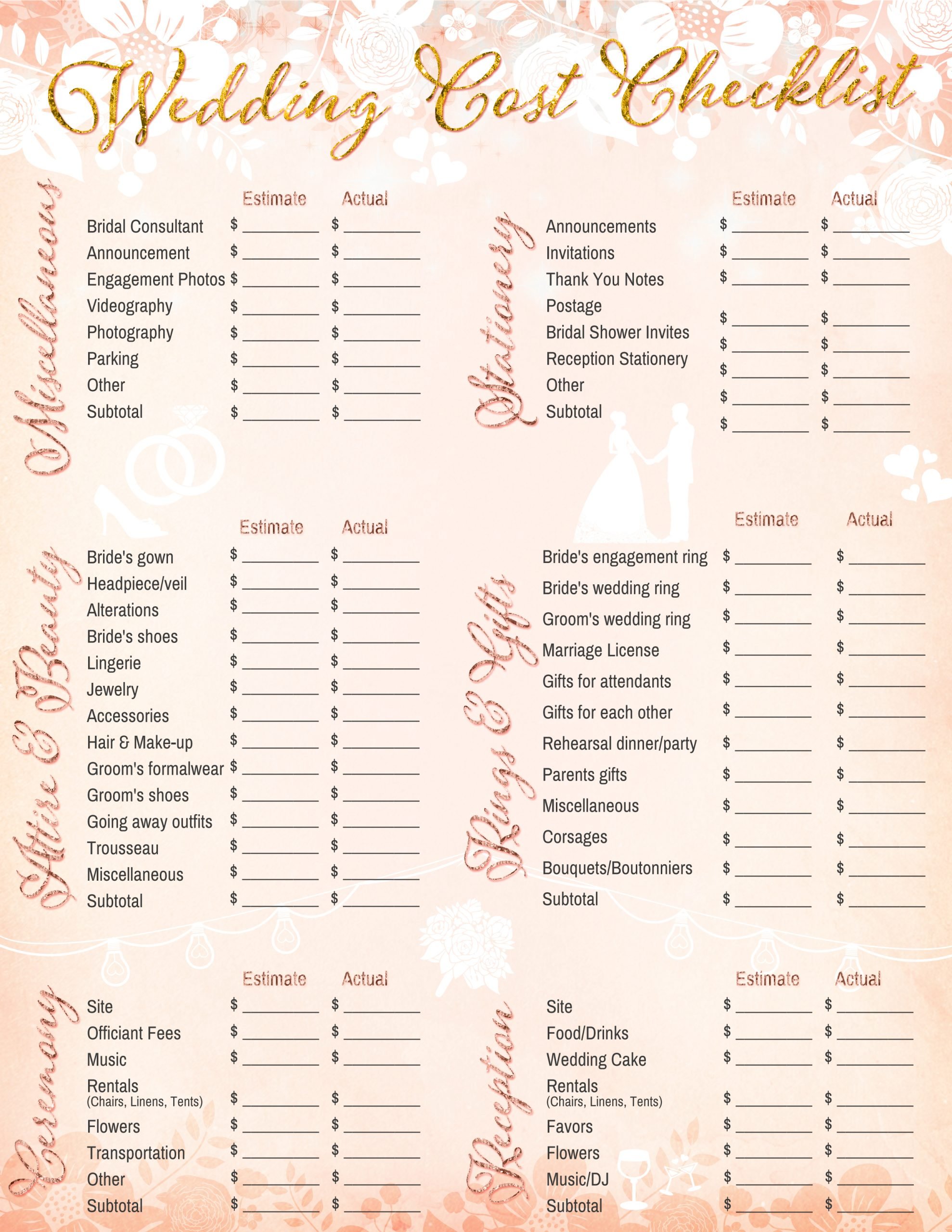 10 Printable Wedding Checklists for the Organized Bride ...