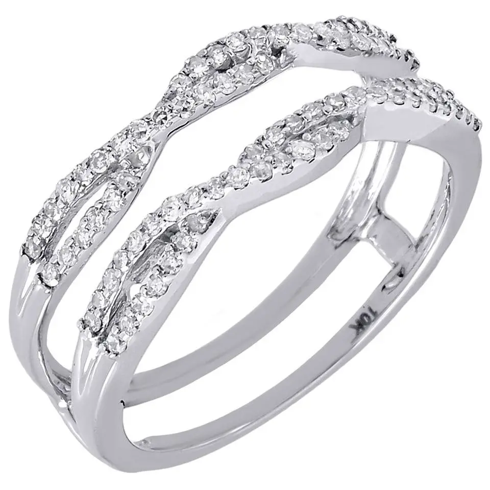 10k White Gold Diamond Solitaire Engagement Ring Enhancer Wrap 0.36 Ct ...