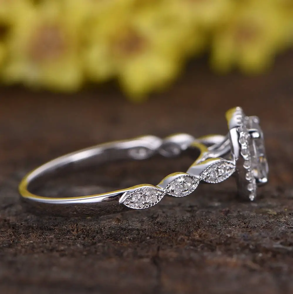 1ctw moissanite engagement ring 14k white gold diamond wedding band 6 ...