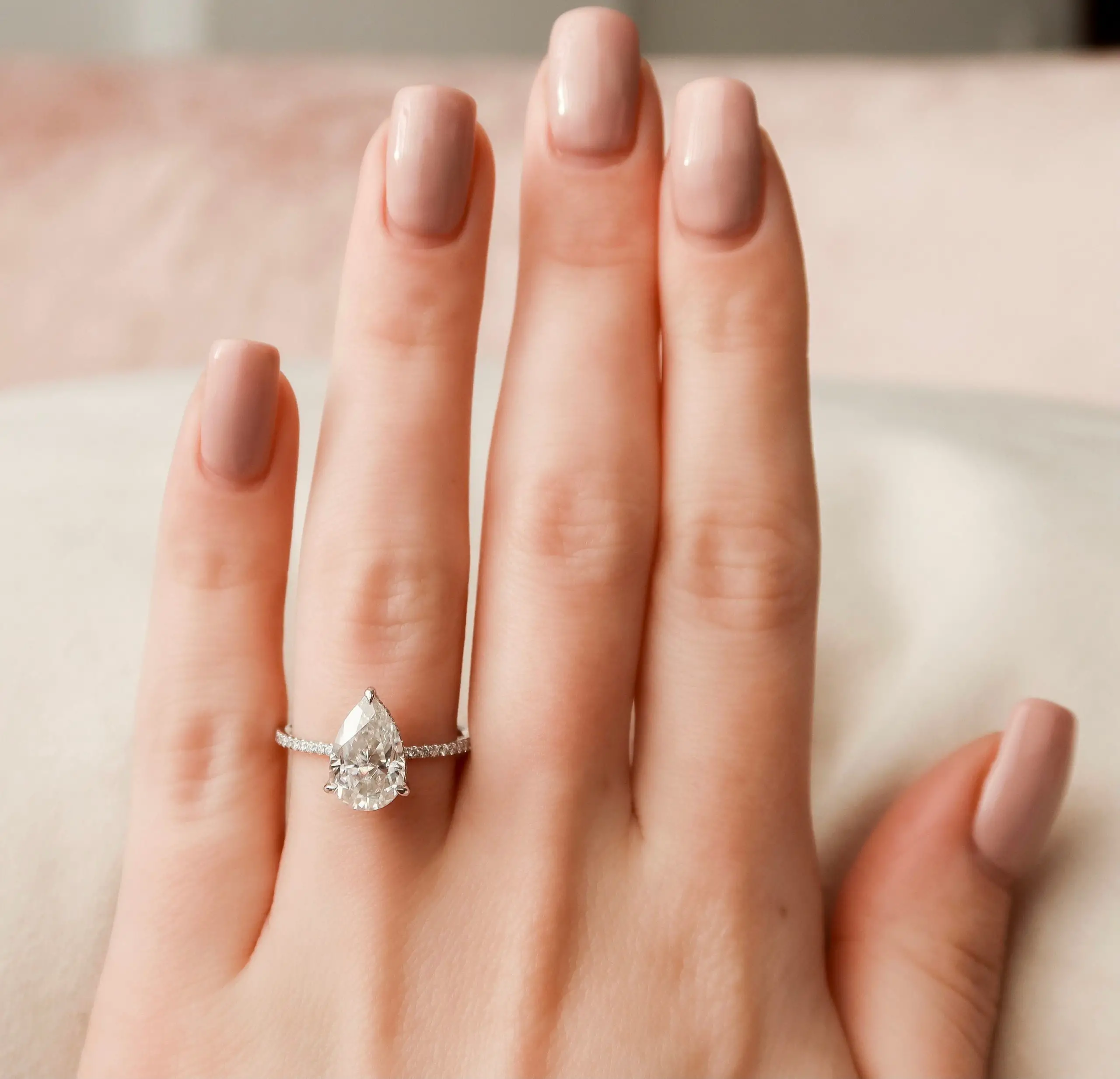 2.5 CT Pear Engagement Ring, Dainty Pear Wedding Ring