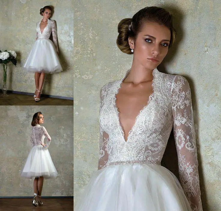 2014 New Short Custom Size Bridal Gown V