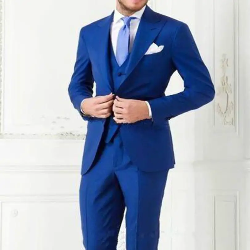 2017 Custom Made Royal Blue Mens Suit Peaked Lapel Wedding Suits for ...