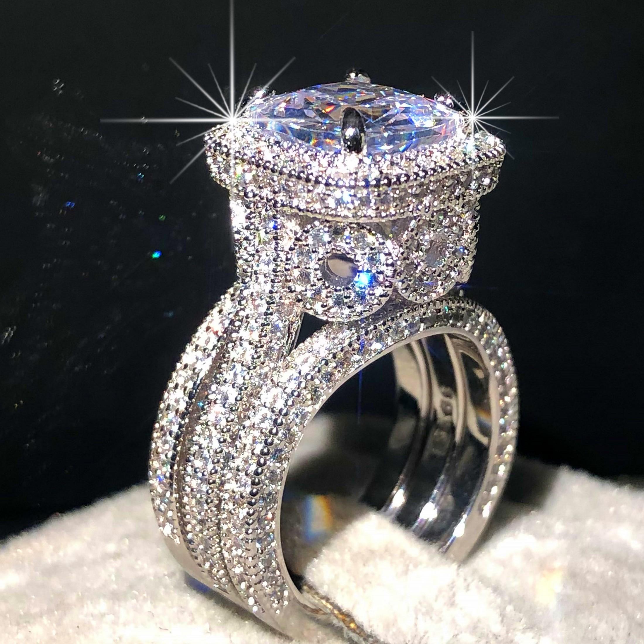 2021 Vintage 925 Sterling Silver Wedding Rings For Women Luxury ...