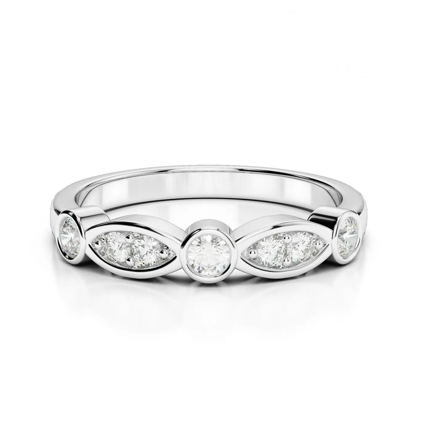 25 Photo of Marquise And Round Diamond Alternating Anniversary Bands In ...