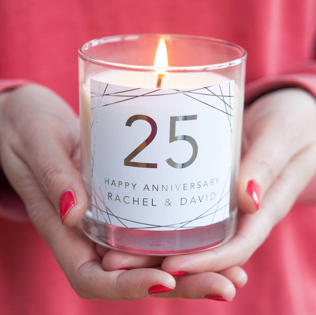 25th Wedding Anniversary Personalised Candle Gift By ...