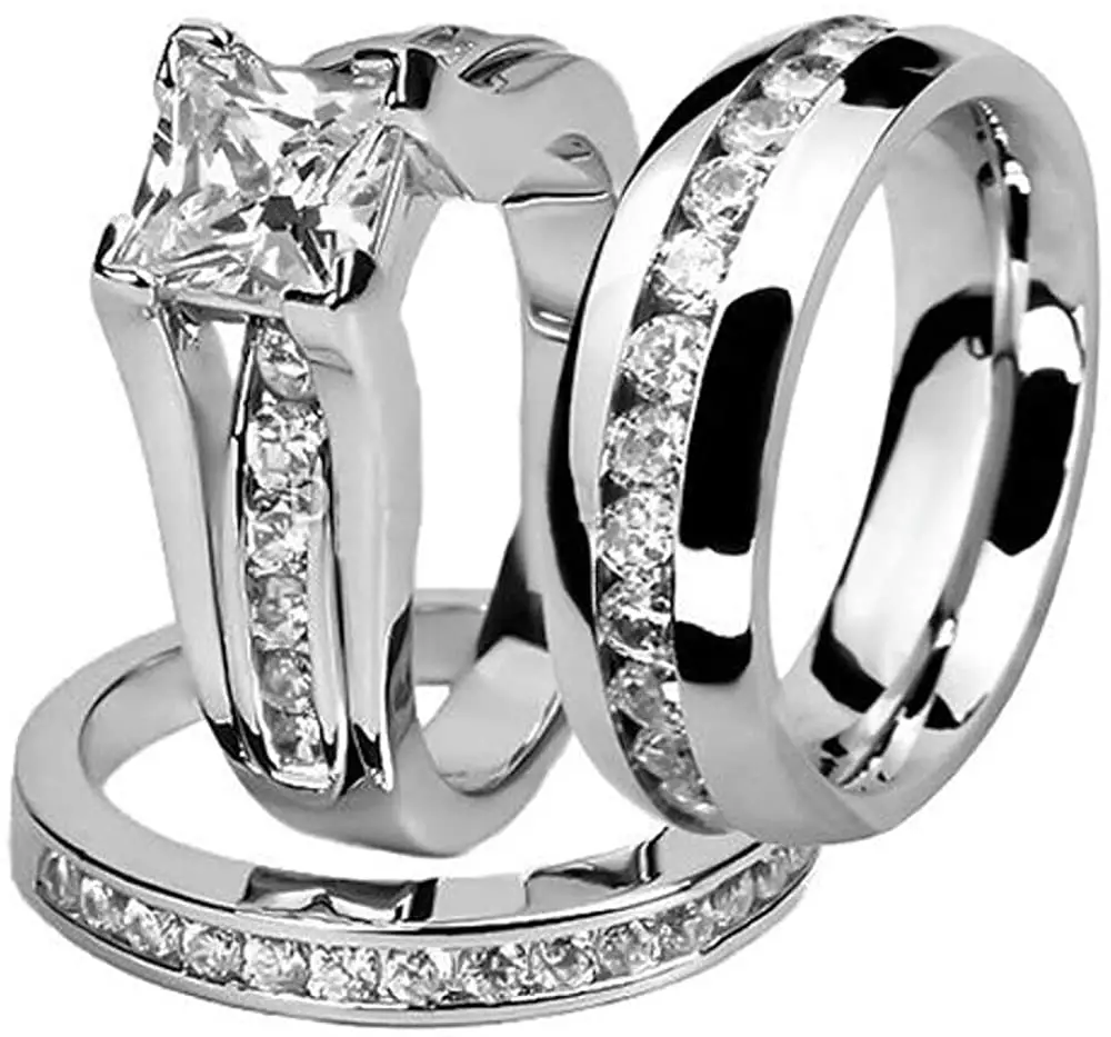 3 piece wedding ring set