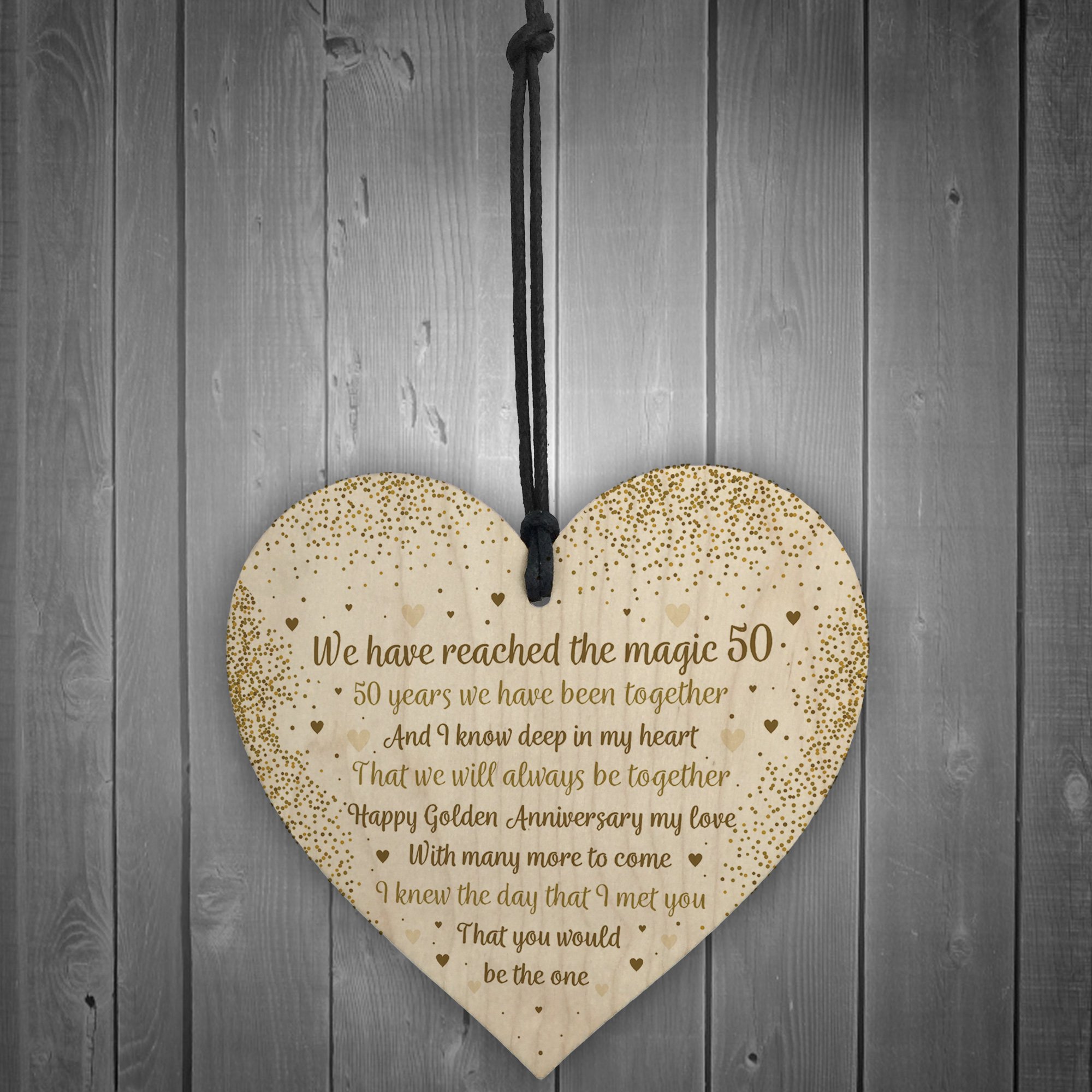 50th Wedding Anniversary Gift For Husband Wife Wood Heart ...