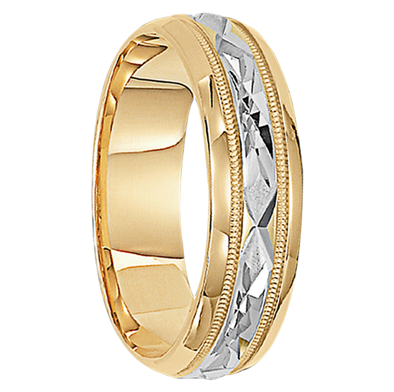6mm Unique Mens Wedding Bands in 10kt. Two