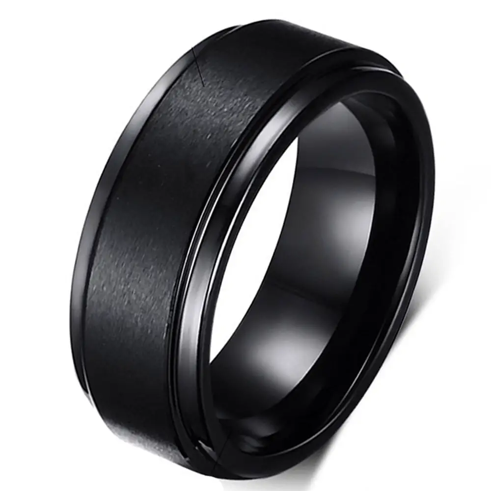 8mm Black Tungsten Carbide Wedding Band Ring Comfort fit Mens Matte ...