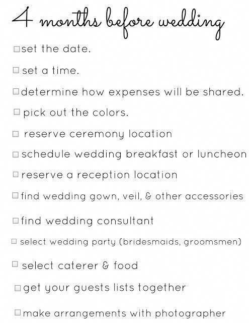 A 4 Month Engagement â Wedding Planning Checklist # ...
