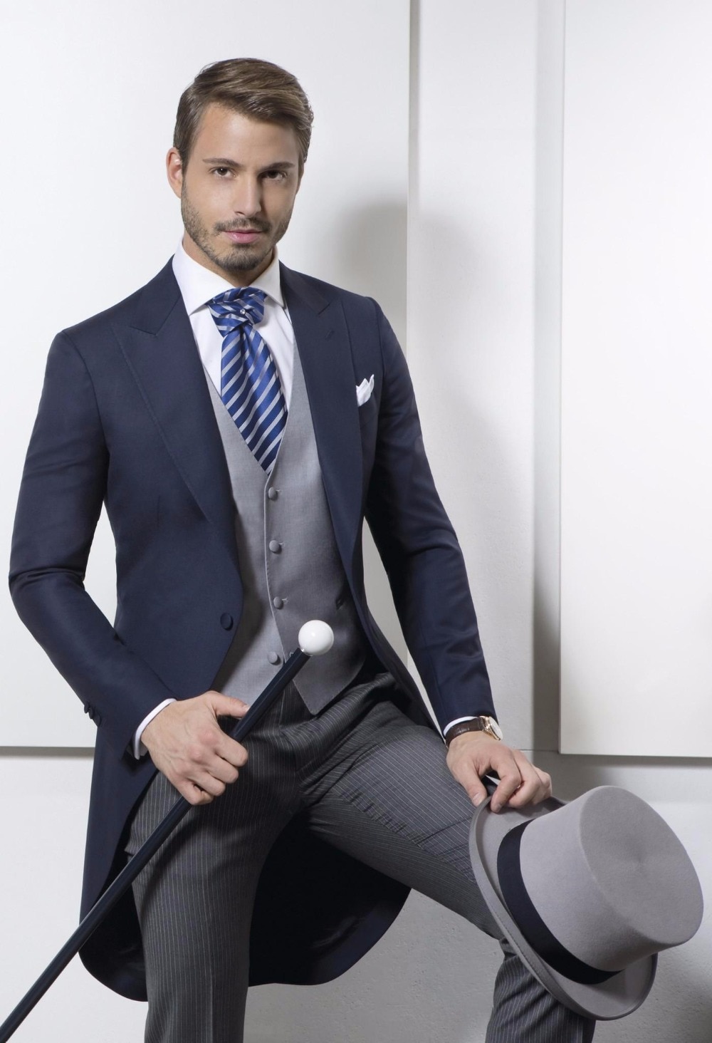 A blue wedding tuxedo for men three piece suits a morning suit dress ...
