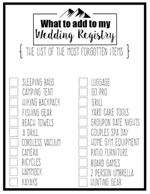 A complete Wedding Registry checklist of things that ...