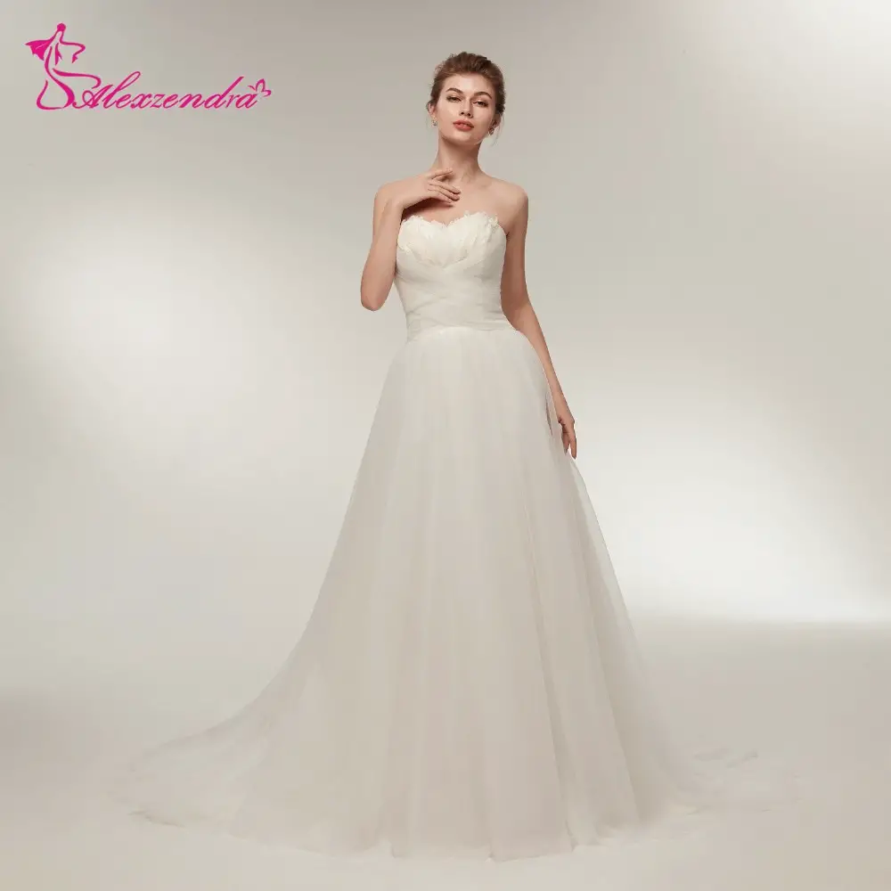 Alexzendra Stock Dresses Cheap Wedding Dress Feather Design Simple ...