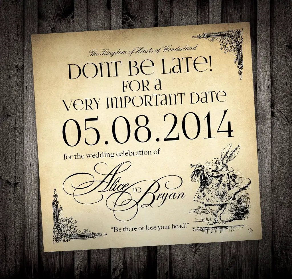 Alice in Wonderland Themed Wedding Invitations by NimbiDesign, $25.00 ...