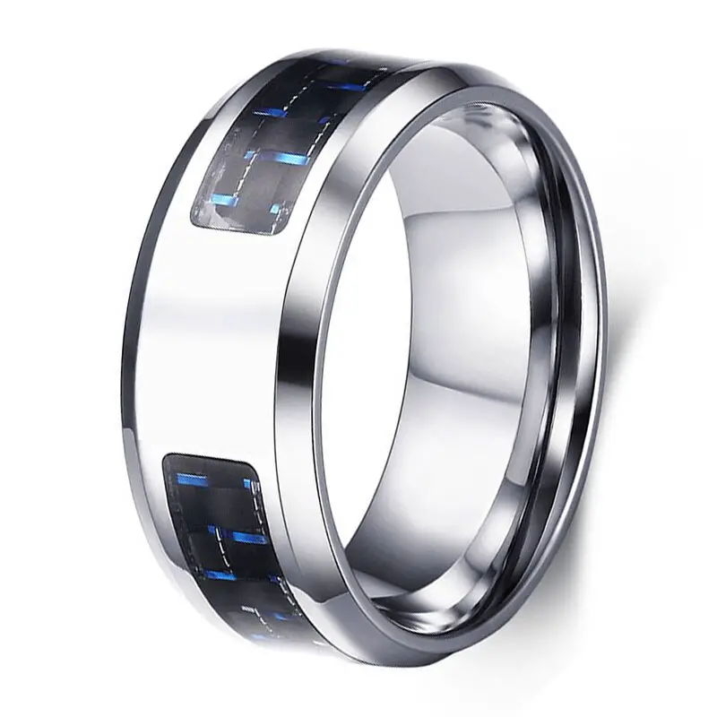 Aliexpress.com : Buy 8mm Mens Wedding Ring Black Carbon Fiber Inlay ...
