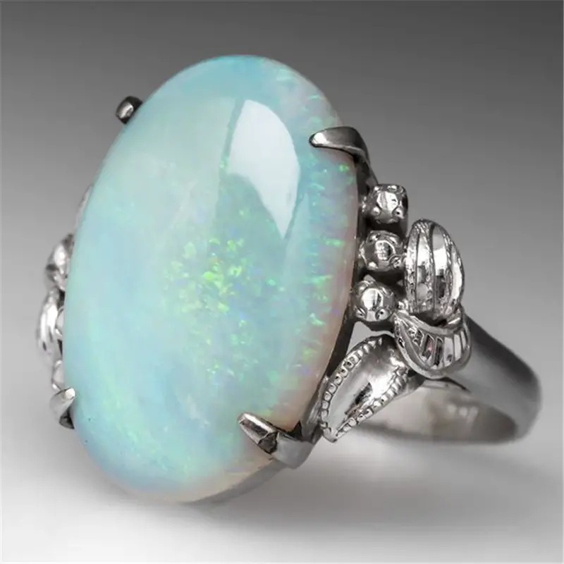 Aliexpress.com : Buy Large Fire Oval Opal Wedding Rings For Women ...