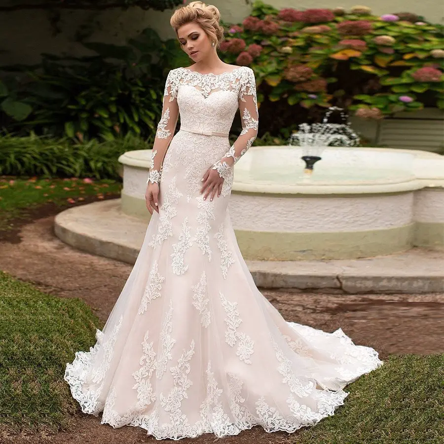 Aliexpress.com : Buy Long Sleeves Bridal Gown 2019 Lace ...