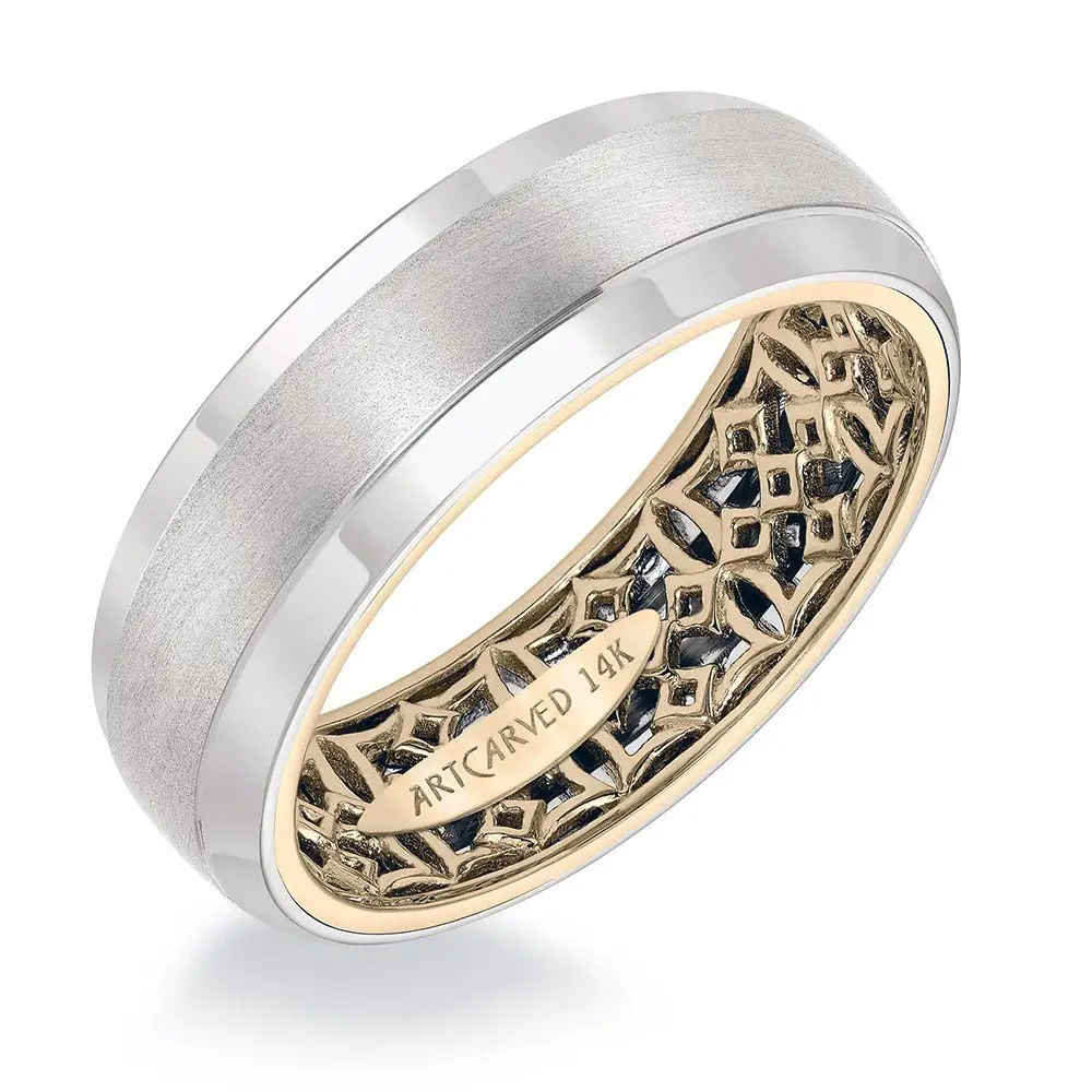 ArtCarved 18k Two Tone Gold Carved Inside, Satin and Polished Outside ...