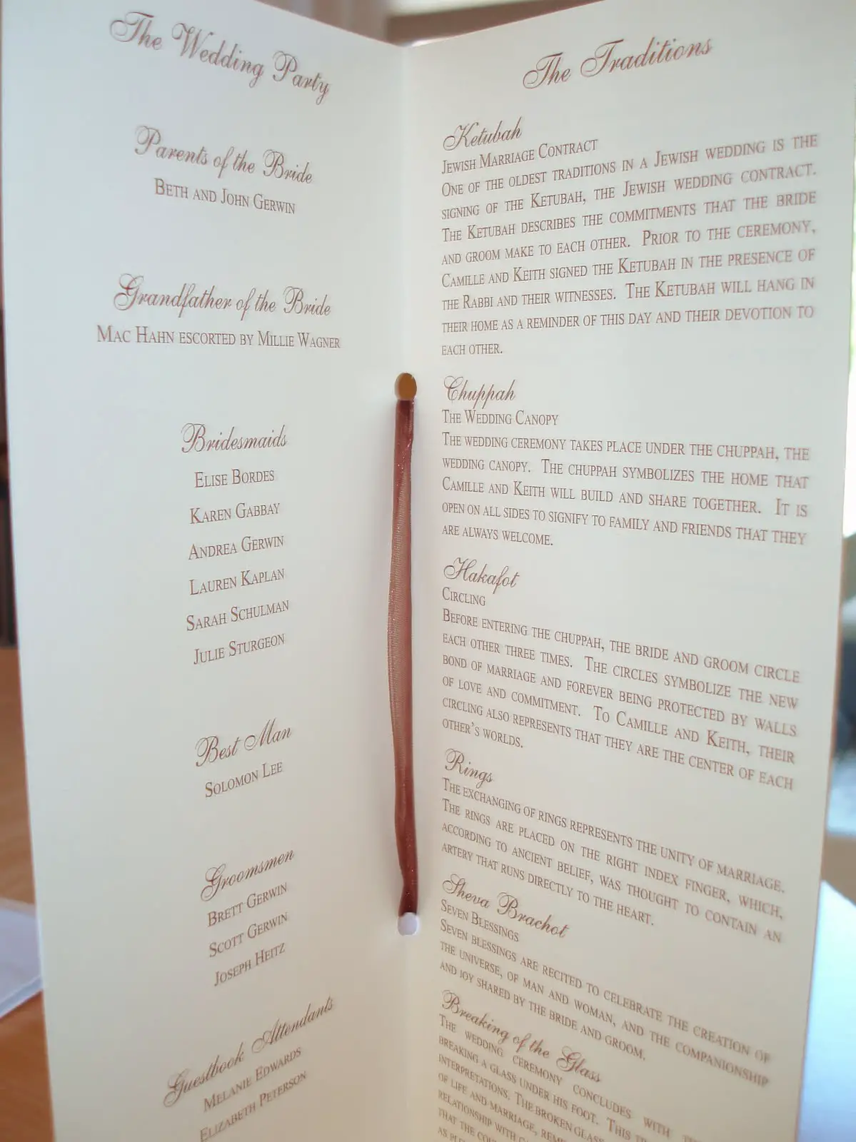 Bashert Weddings: Wedding Programs: why have them, what to ...