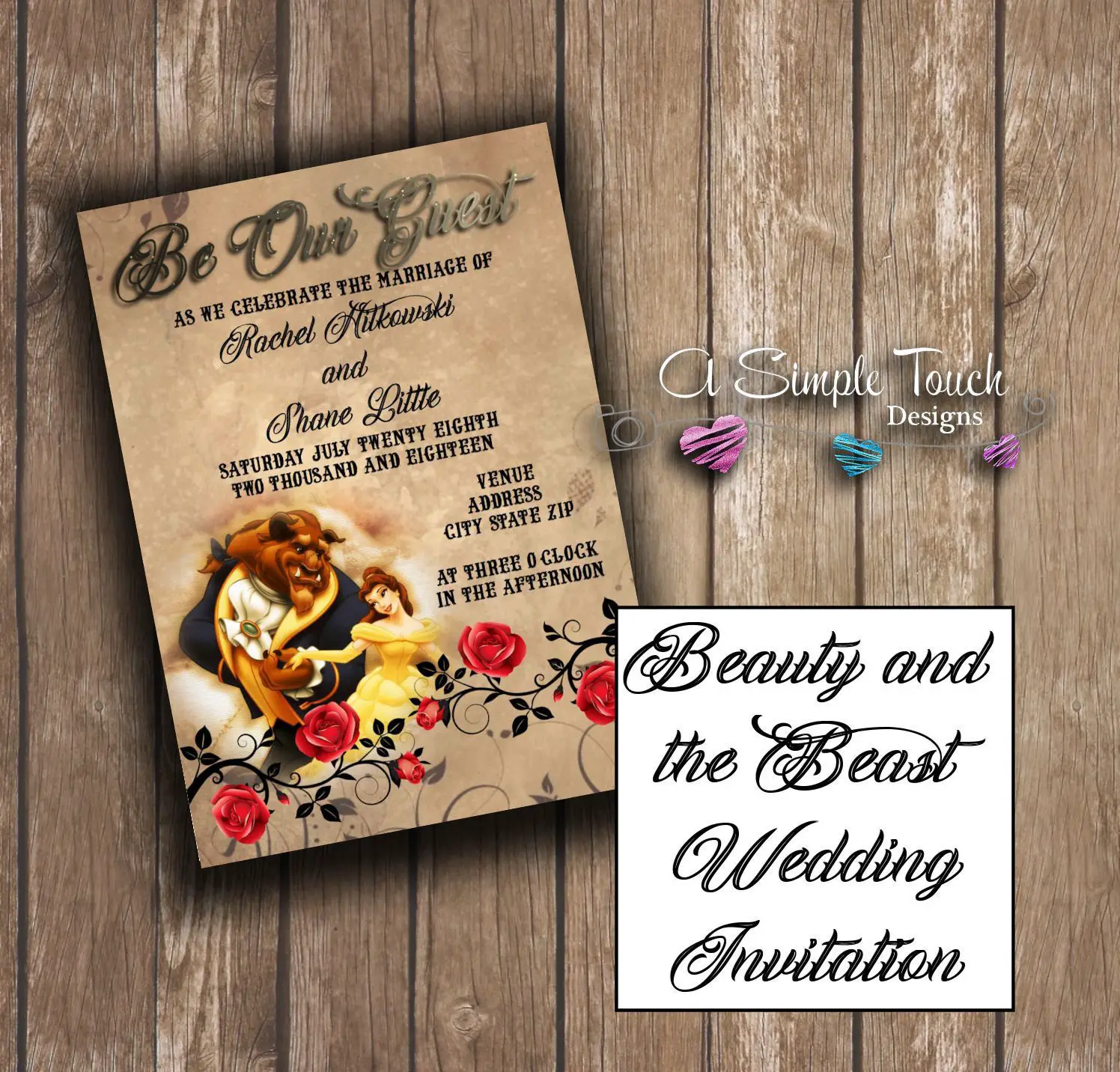 Beauty and the Beast Wedding Invitation #beast #Belle #Bride #disney # ...