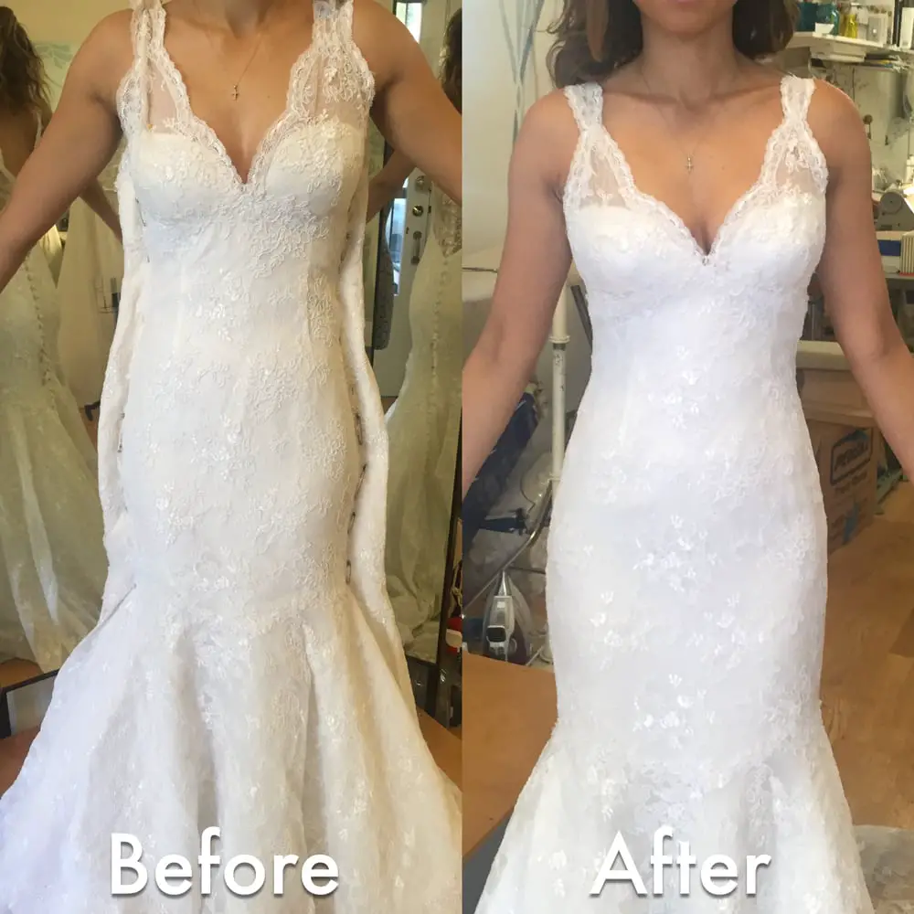 Before &  After Wedding Dress Alteration. Initially it was a size 12 and ...