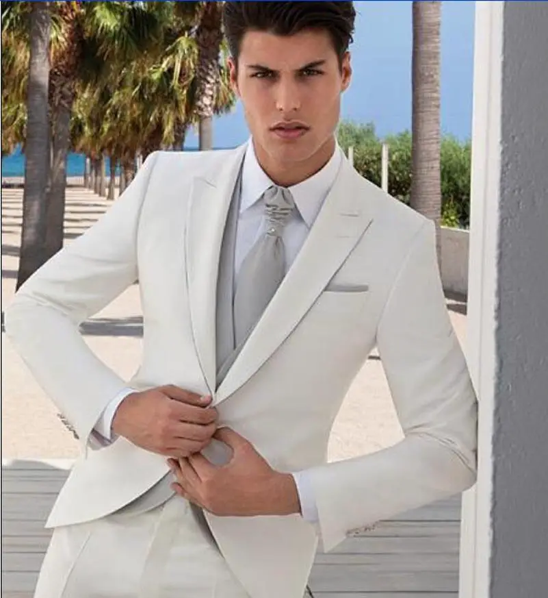 Best Sellers Charming White Mens Suits wedding suits for groom Tuxedos ...