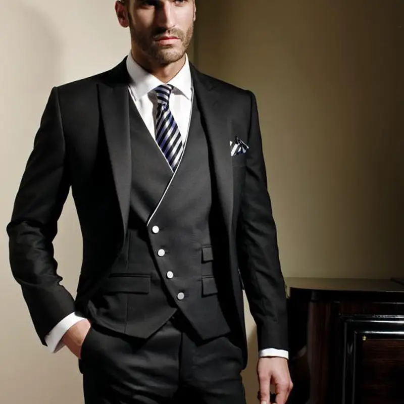 Black Formal Men Suits Slim Fit Custom Wedding Tuxedos for Prom Mens ...