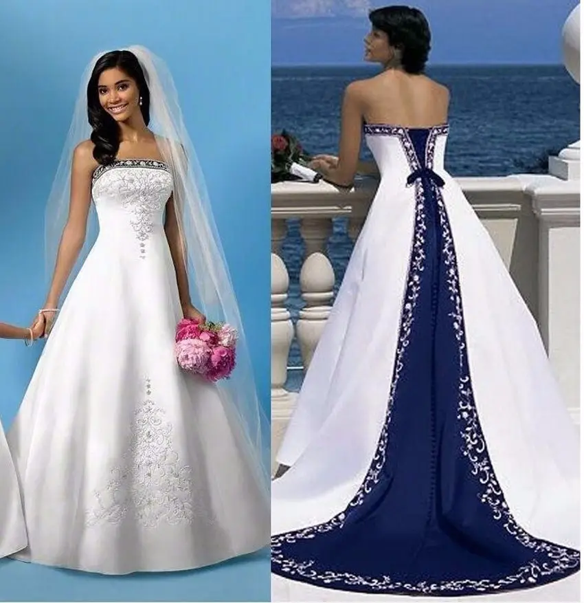 Blue And White Wedding Dress