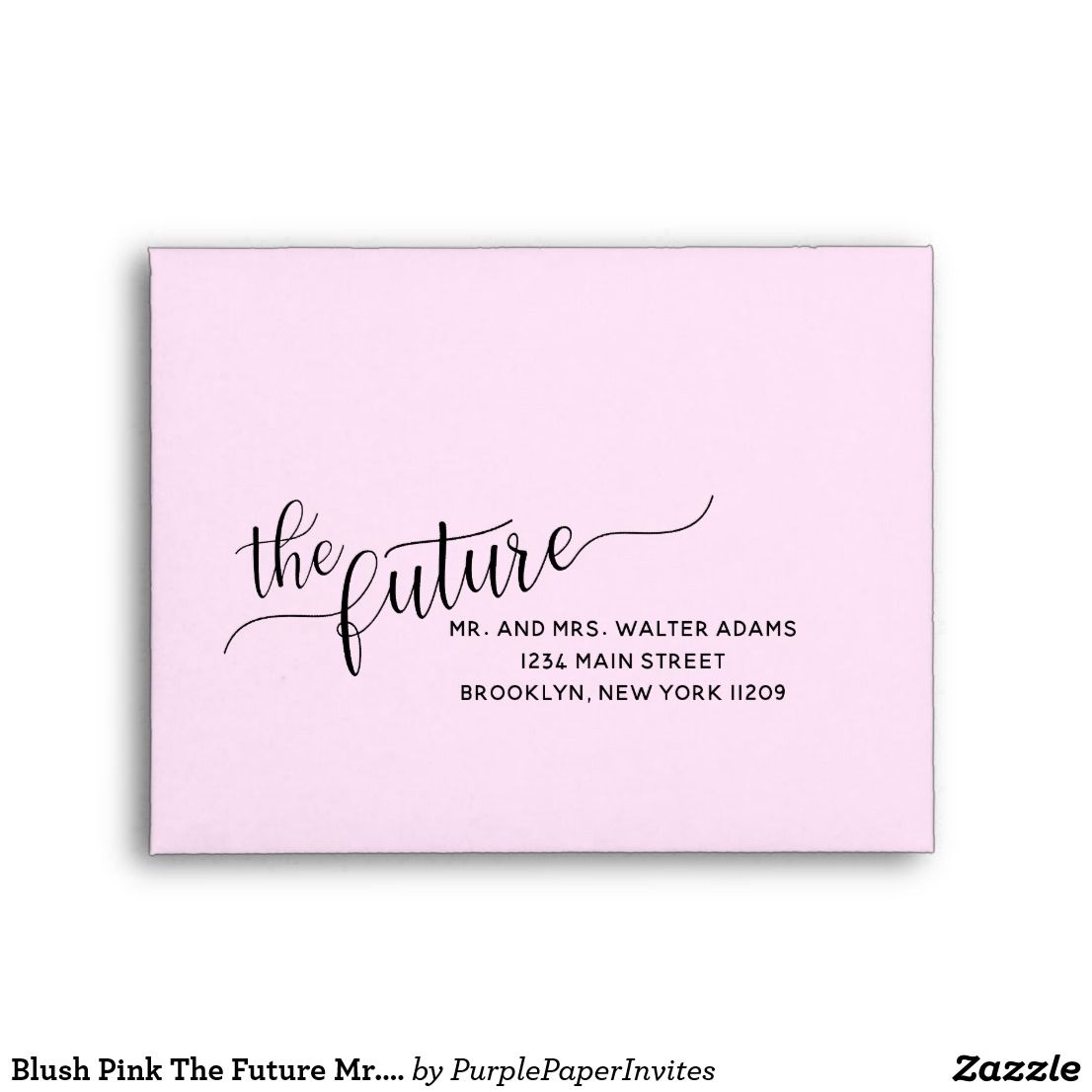 Blush Pink The Future Mr. &  Mrs. RSVP Wedding Envelope Custom Return ...