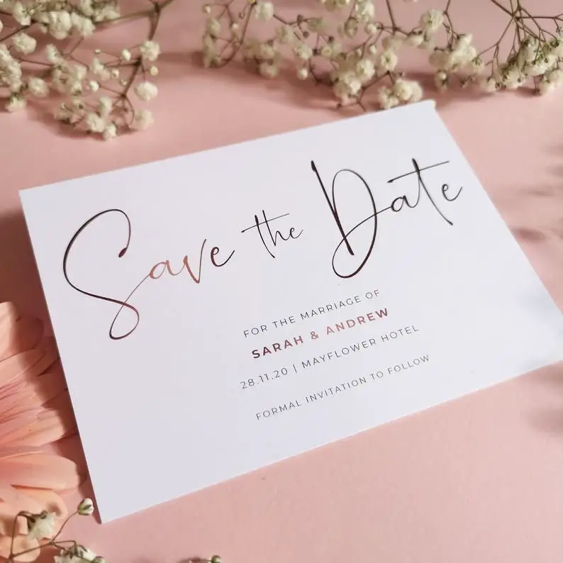 Blush Save the Dates Cards With Envelopes
