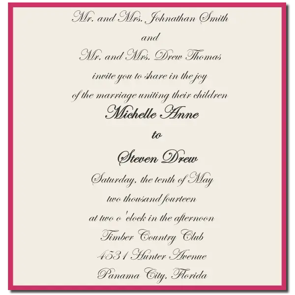 Bride And Groom Wedding Invitation Wording