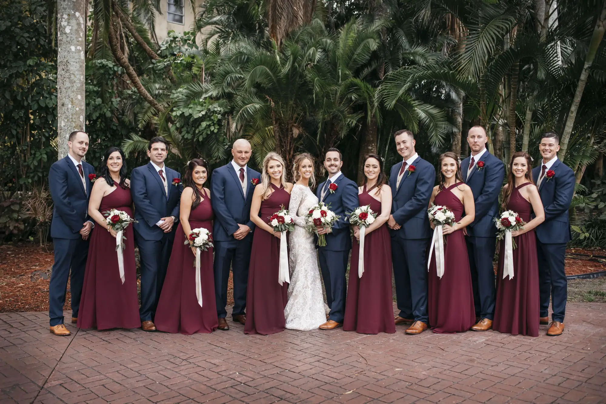 Burgundy and navy wedding party