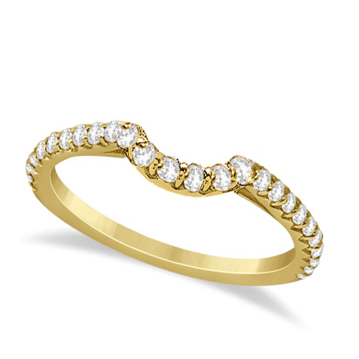 Contoured Diamond Accented Wedding Band 14k Yellow Gold 0.33ct