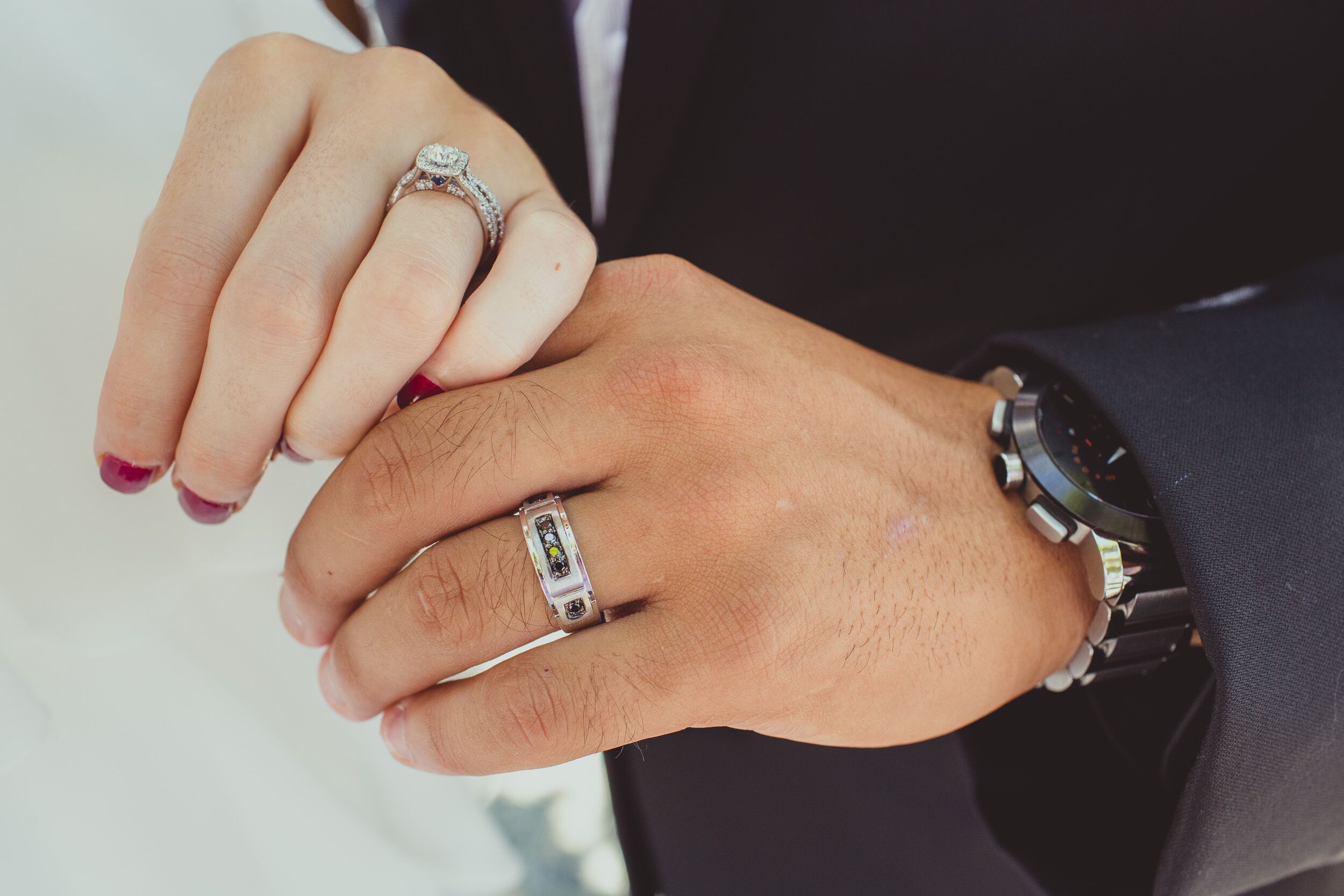 Couple Engagement and Wedding Rings