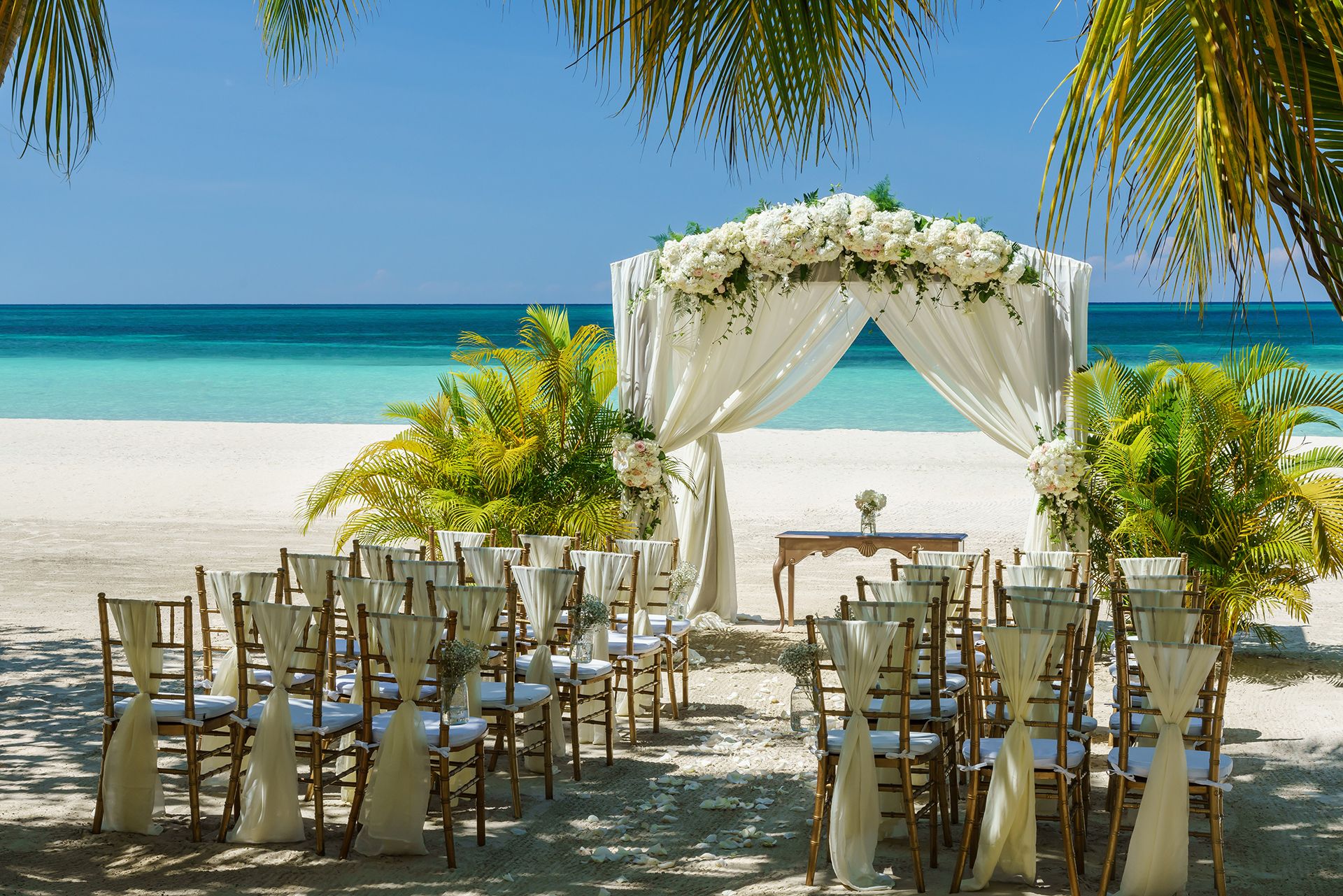 Couples Swept Away: Beach wedding setup