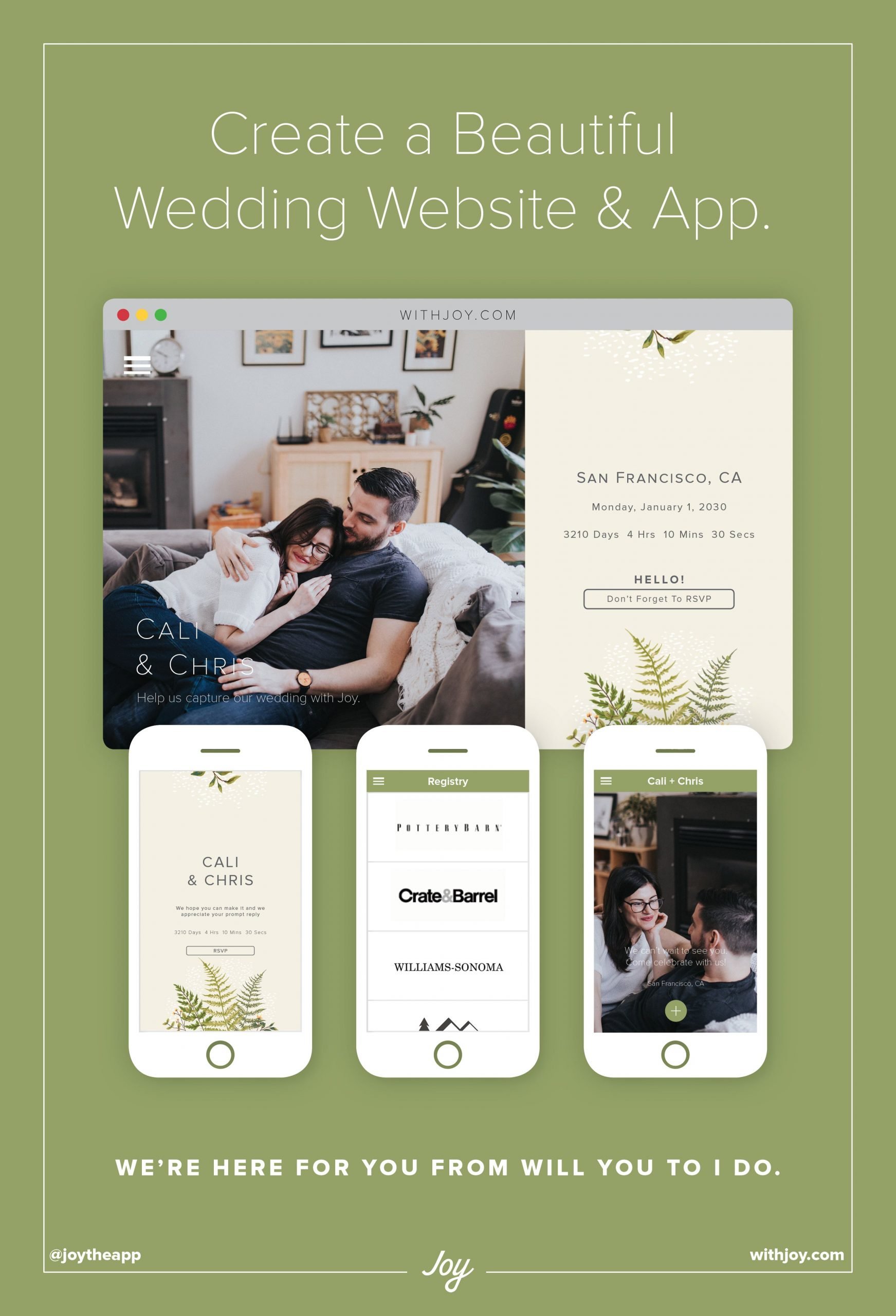Create a free wedding website and app with Joy!