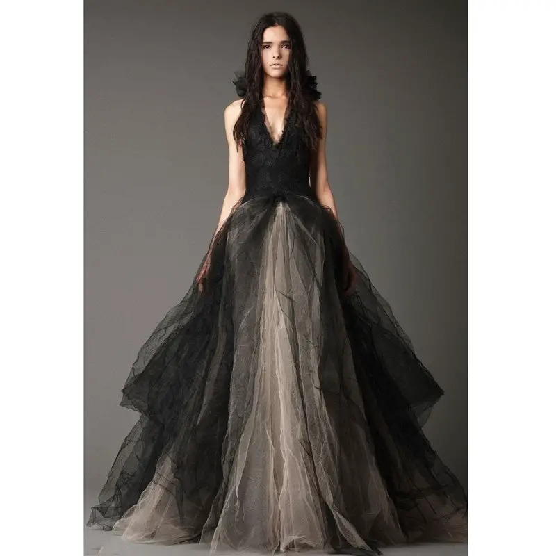 Custom Made Amazing Black Wedding Dress Sexy Halter Open ...