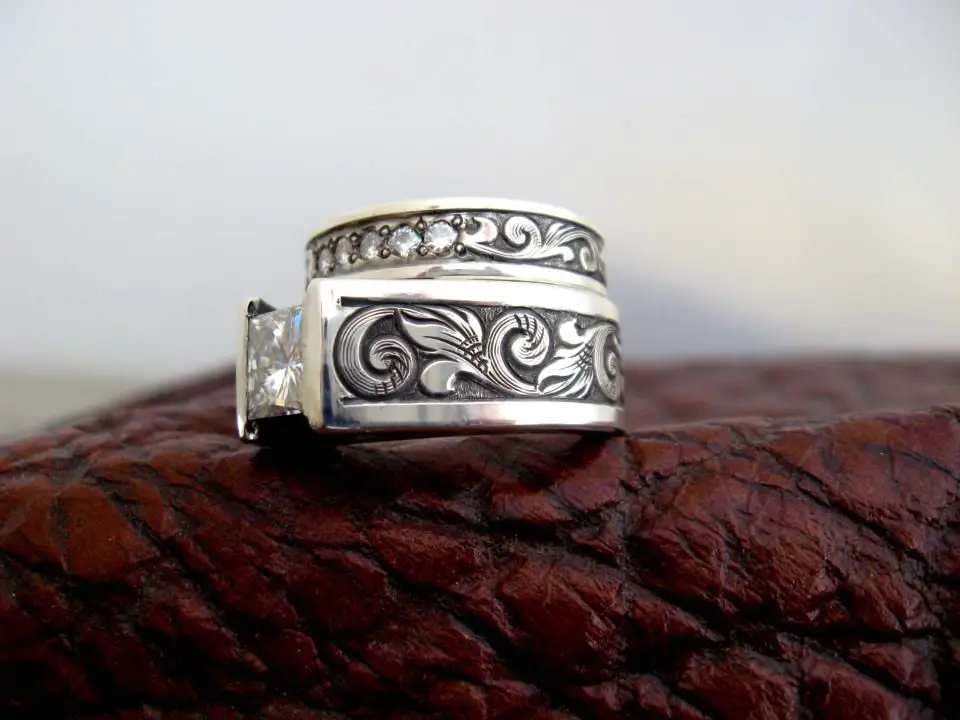 Custom made western wedding rings by Travis Stringer. Contact us on ...