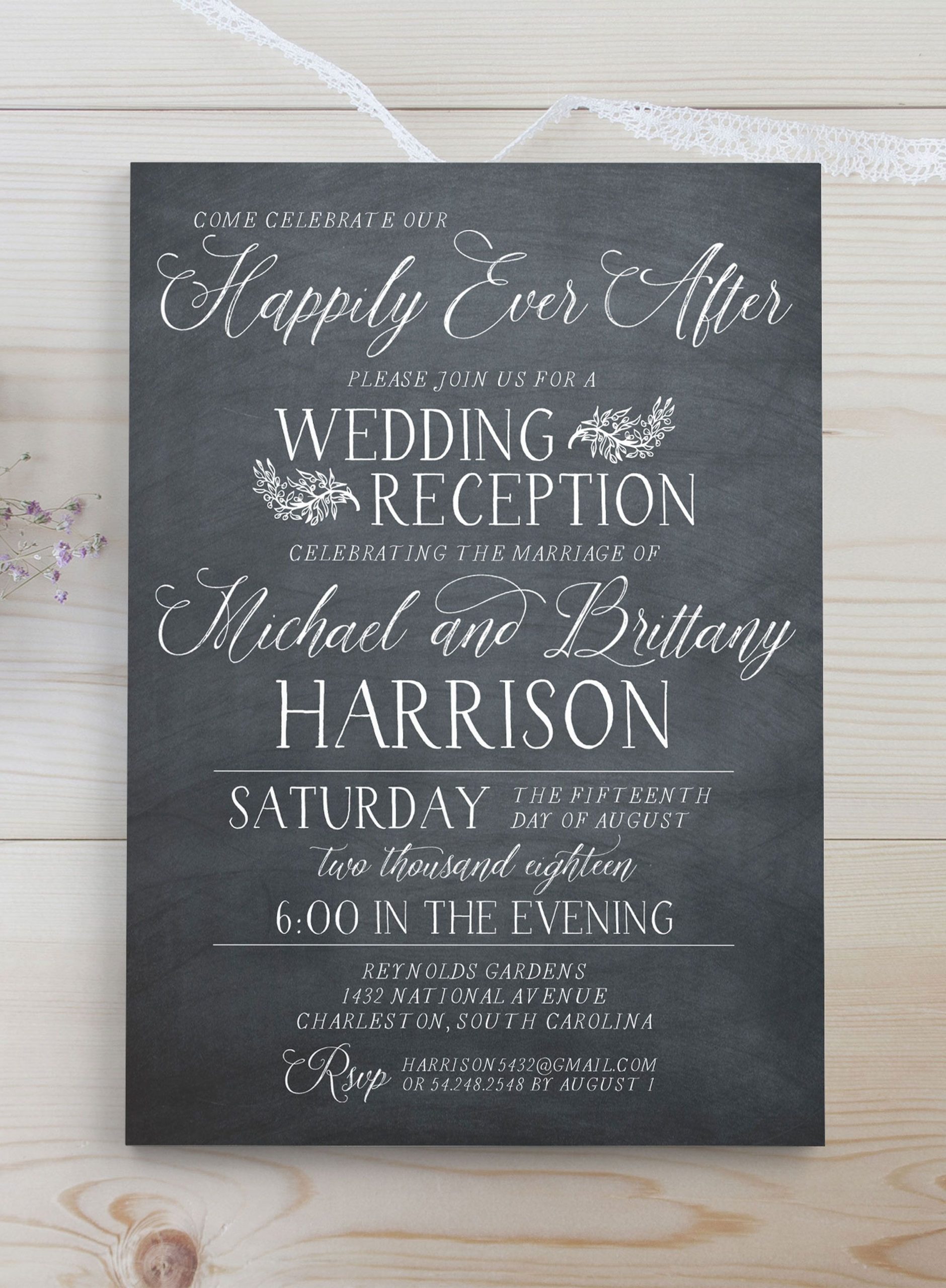 Custom printed or printable rustic wedding invitation ...