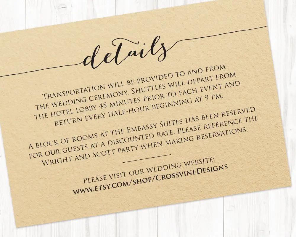 Details Card Template · Wedding Templates and Printables