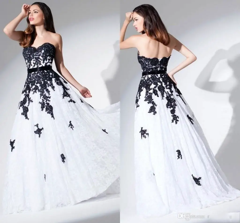 DiscountBlack Lace Wedding Dress Black And White Wedding Dresses ...