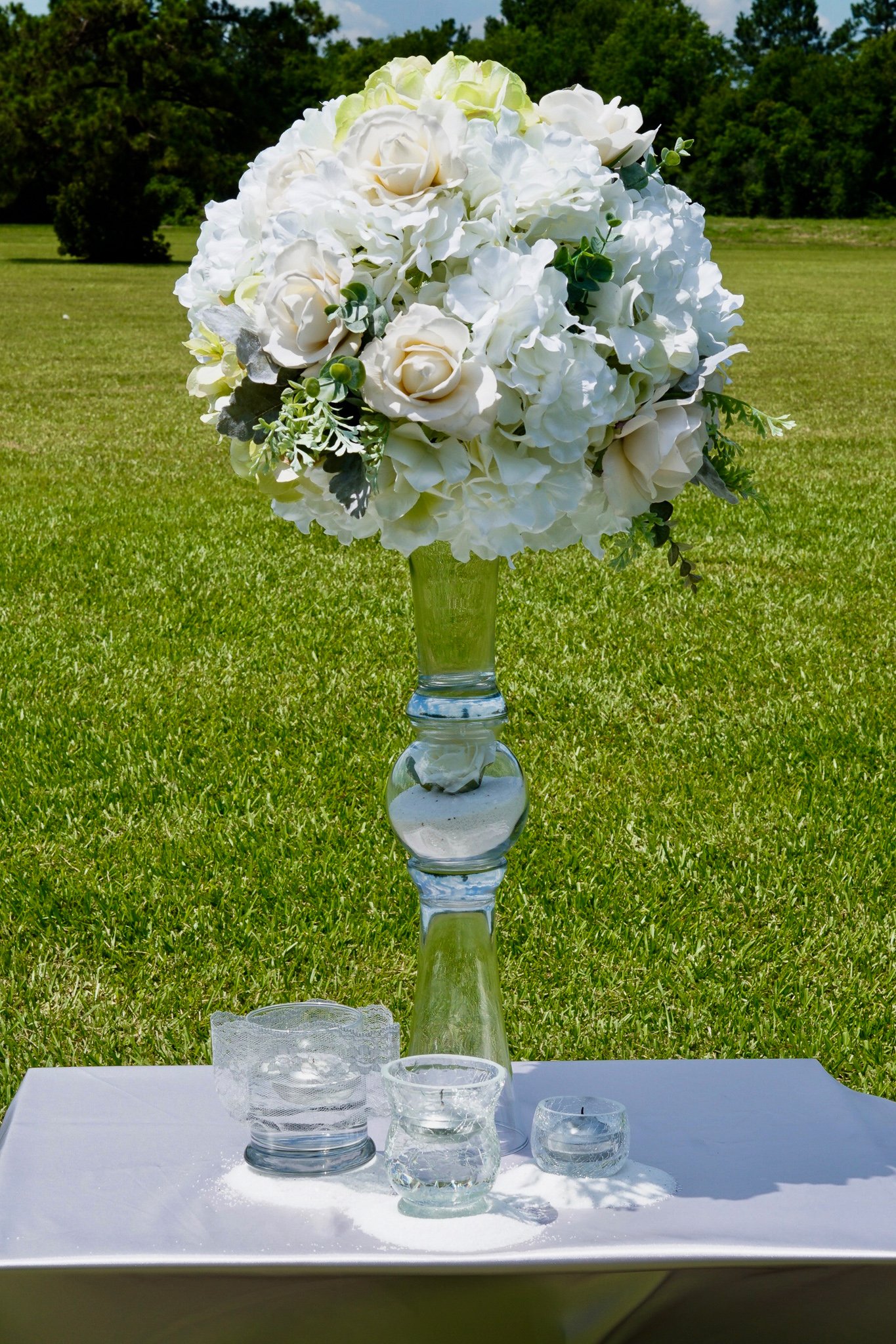 DIY Tall Mint Beach Wedding Centerpiece with $3 Vase Hack!