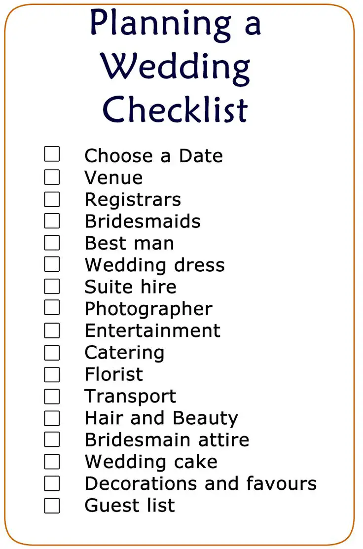 Easy Wedding Checklist Printable