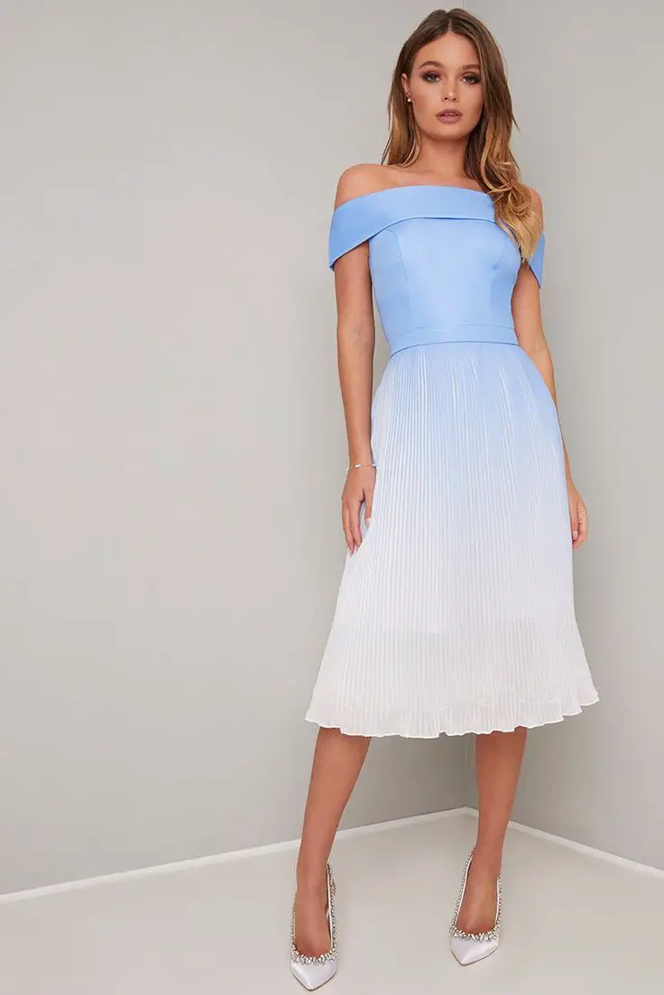 Elegant Soft Pleated Midi Dress for Wedding Guests ...