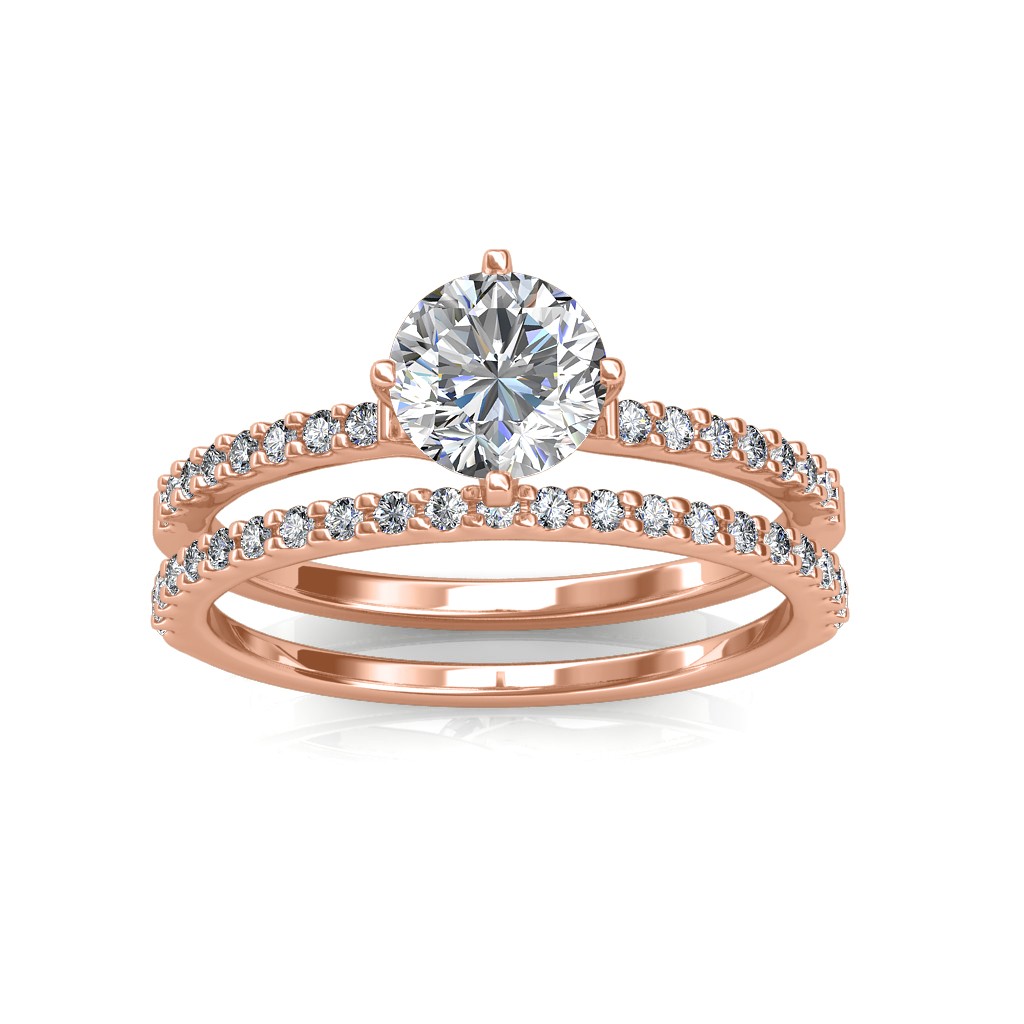 Elegant Solitaire Engagement Ring &  Wedding Band