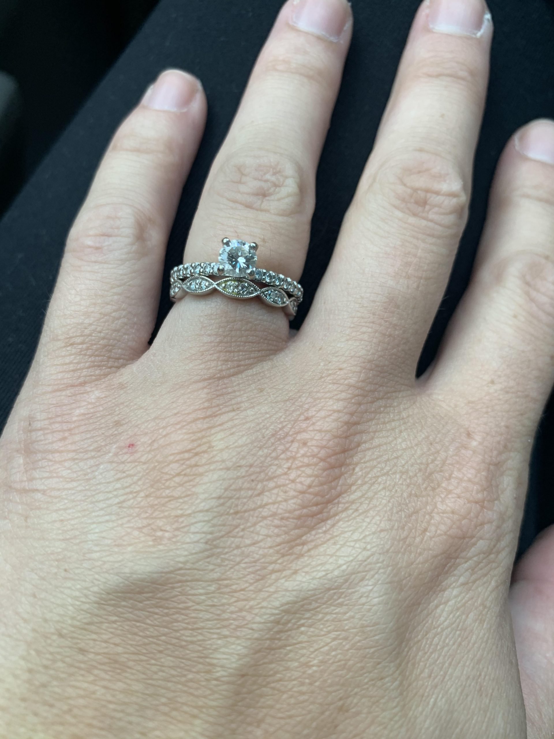 Engagement ring and wedding band