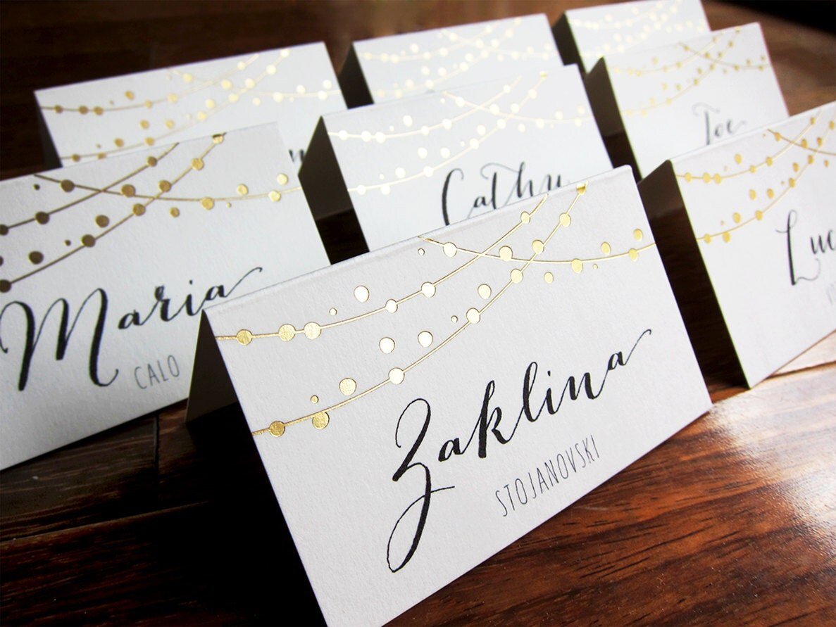 Fairy lights Wedding Place Cards Name Place by ...