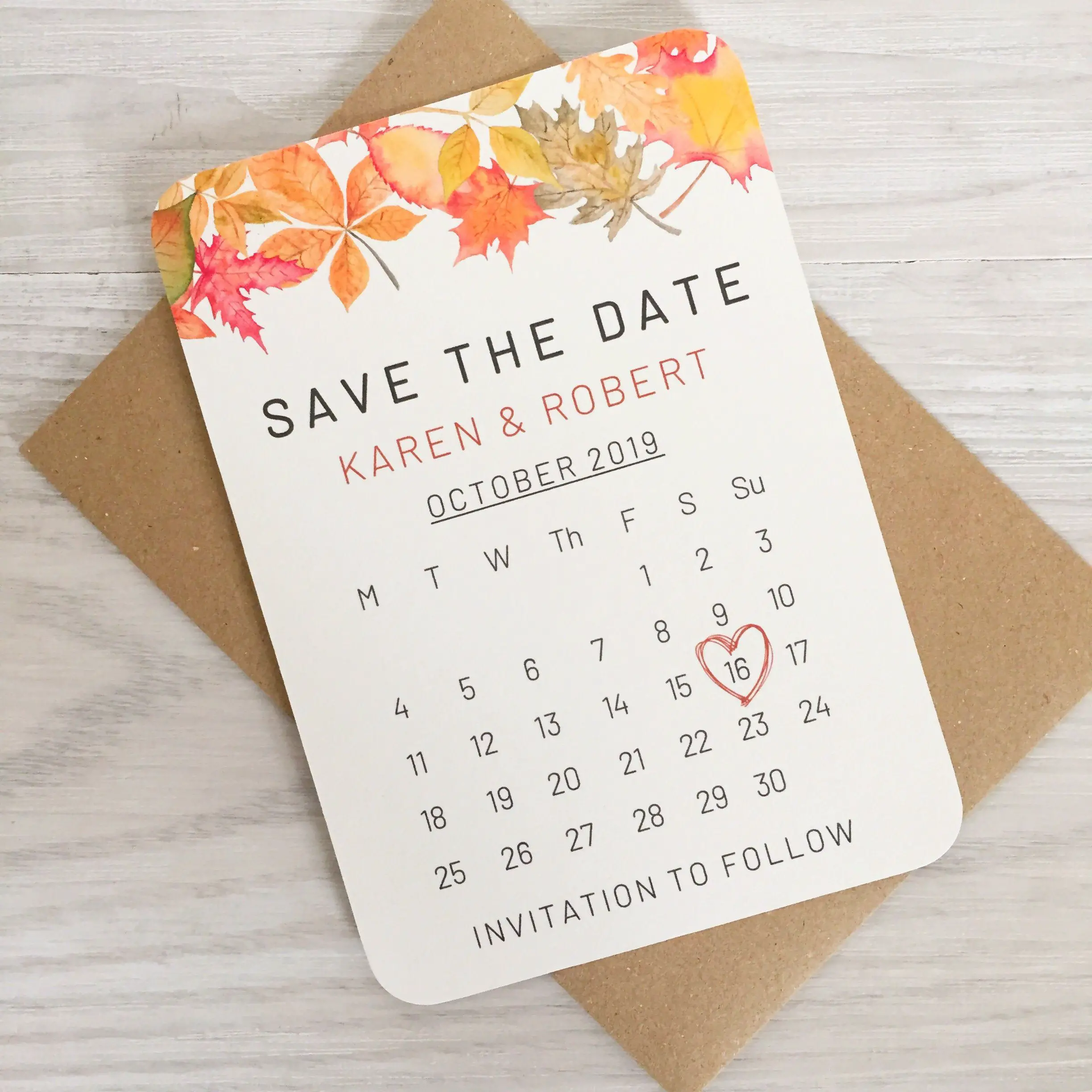 Fall Wedding Save the Date Cards Autumn Rustic Wedding
